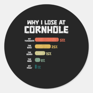 Why I Lose Cornhole Retro Toss Classic Round Sticker