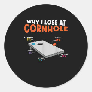 Why I Lose Cornhole Toss Game Classic Round Sticker