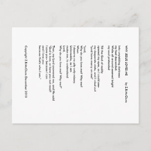 WHY JESUS LOVES ME - Postcard
