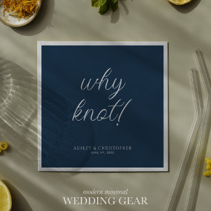 Why knot! Minimal Typographic Navy Blue Cocktail Napkin