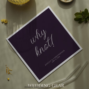Why knot! Minimal Typographic Purple Cocktail Napkin