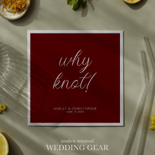 Why knot! Minimal Typographic Red Cocktail Napkin