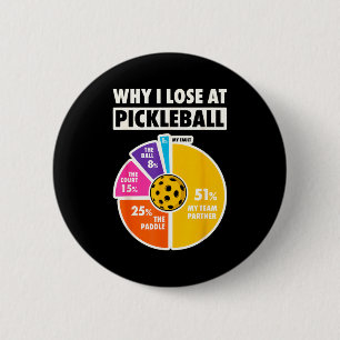 Why lose at pickleball funny paddleball players me 6 cm round badge