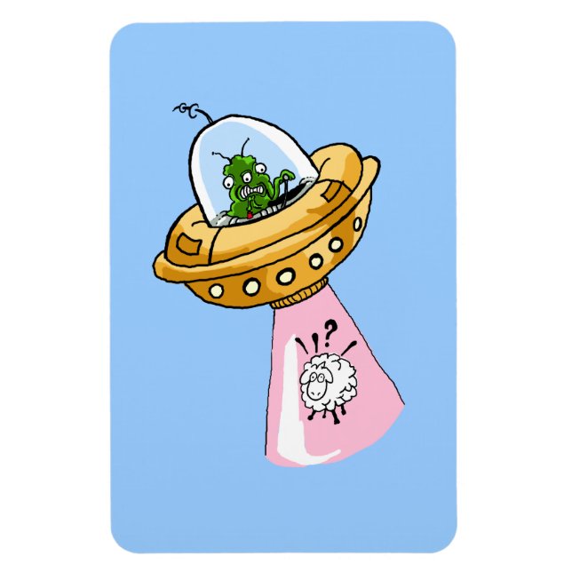 Why Me? UFO Sheep Abduction Premium Flexi Magnet (Vertical)
