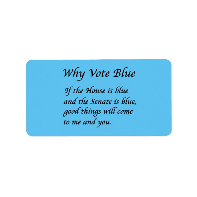 Why Vote Blue in 2026 Label (Front)
