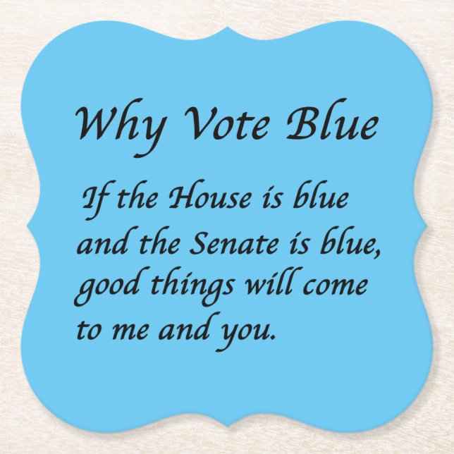 Why Vote Blue in 2026 Paper Coaster (Front)