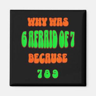 Why Was 6 Afraid Of 7, Because 789. Funny 67 Meme Magnet