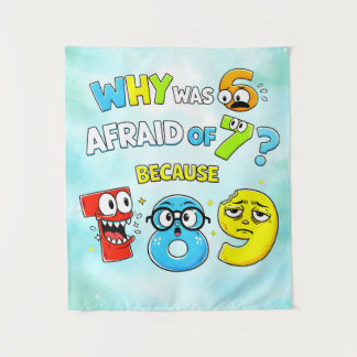 Why Was 6 Afraid of 7 Funny Math Design Tapestry