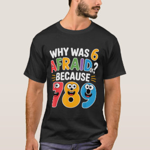 Why Was 6 Afraid Of 7 Funny Math Joke Colorful Num T-Shirt
