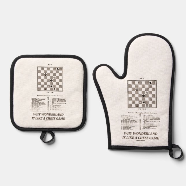 Why Wonderland Is Like A Chess Game (Preface) Oven Mitt & Pot Holder Set (Front)