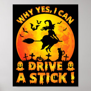 Why Yes Actually I Can Drive A Stick Funny Hallowe Poster