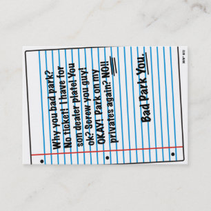 Why you bad park? - Poor English Parking Note Business Card