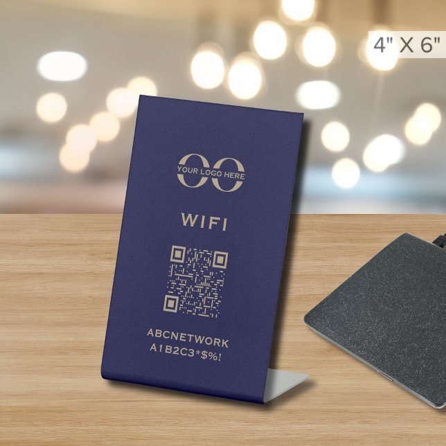 Wi-Fi Access QR Code Custom Logo Pedestal Sign (Creator Uploaded)