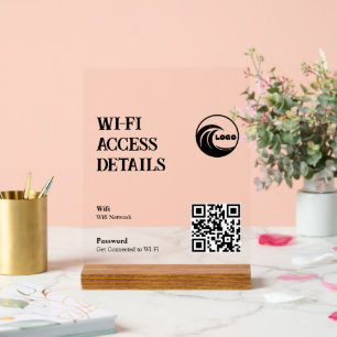 Wi-Fi QR Code Foam Board Scan to Connect Acrylic Sign