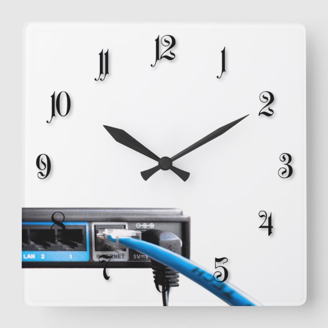 Wi-Fi router Square Wall Clock (Front)