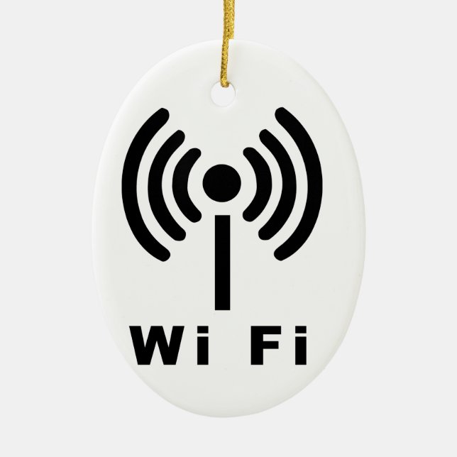 Wi Fi Symbol Ceramic Tree Decoration (Front)