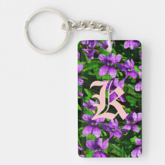 WI State Flower Wood Violet Mosaic Key Ring