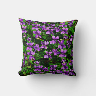 WI State Flower Wood Violet Mosaic Pattern Cushion