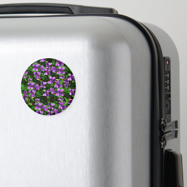 WI State Flower Wood Violet Mosaic Pattern Magnet (In Situ (Luggage))