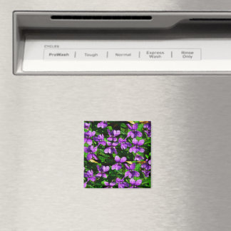 WI State Flower Wood Violet Mosaic Pattern Magnet