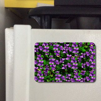 WI State Flower Wood Violet Mosaic Pattern Magnet