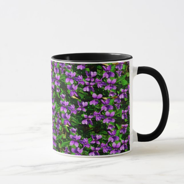 WI State Flower Wood Violet Mosaic Pattern Mug (Right)