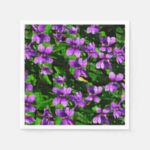 WI State Flower Wood Violet Mosaic Pattern Napkin