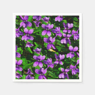 WI State Flower Wood Violet Mosaic Pattern Napkin