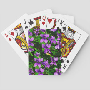 WI State Flower Wood Violet Mosaic Pattern Playing Cards