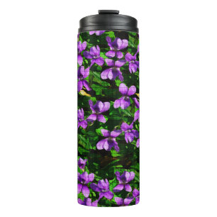 WI State Flower Wood Violet Mosaic Pattern Thermal Tumbler