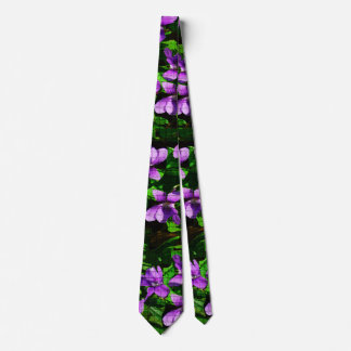 WI State Flower Wood Violet Mosaic Pattern Tie