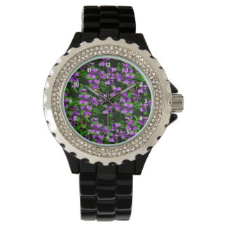 WI State Flower Wood Violet Mosaic Pattern Watch