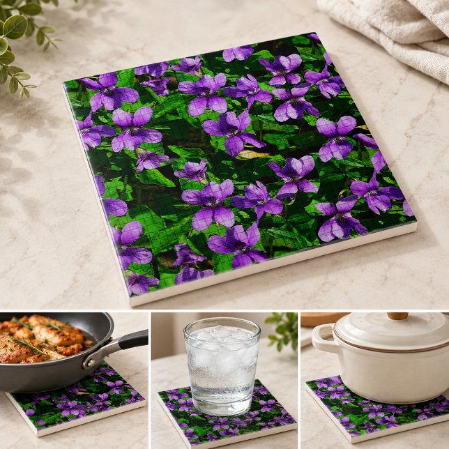 WI State Flower Wood Violet Mosaic Tile (WI State Flower Wood Violet Mosaic Tile)