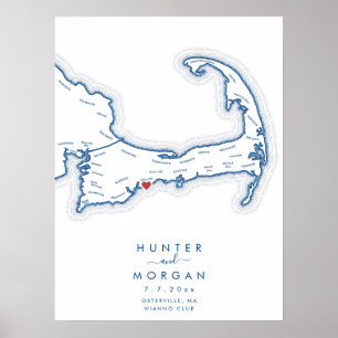 Wianno Club Wedding Navy Blue Guest Book Poster