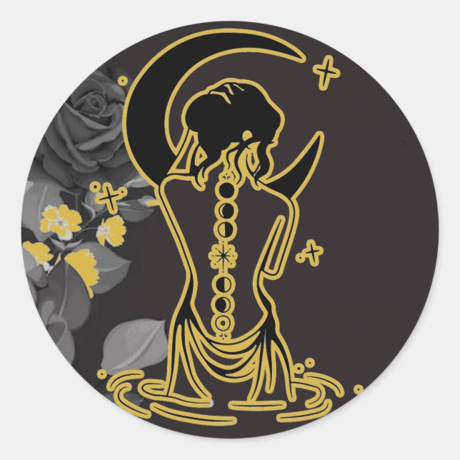 Wicca Cresent Moon Goddess - Pagan Classic Round Sticker (Front)