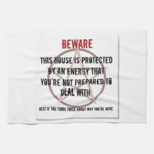 wicca energy protected house tea towel