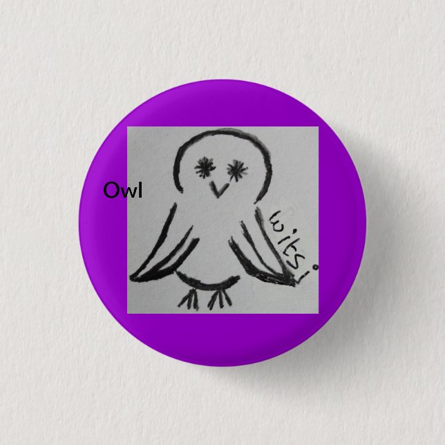 wicca kids owl 3 cm round badge (Front)