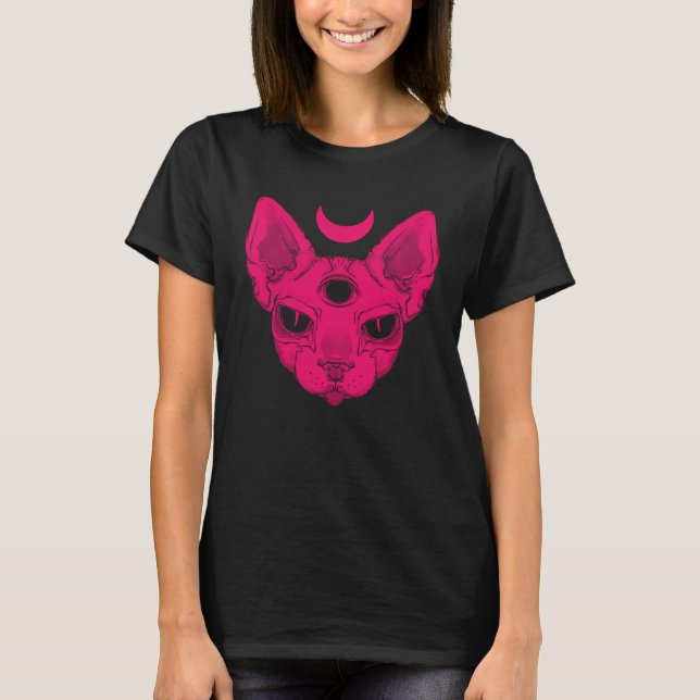 Wicca Sphynx Cat Pastel Goth Gothic Sphinx Cat T-Shirt (Front)