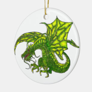 Wiccan Dragon 2 Ceramic Tree Decoration
