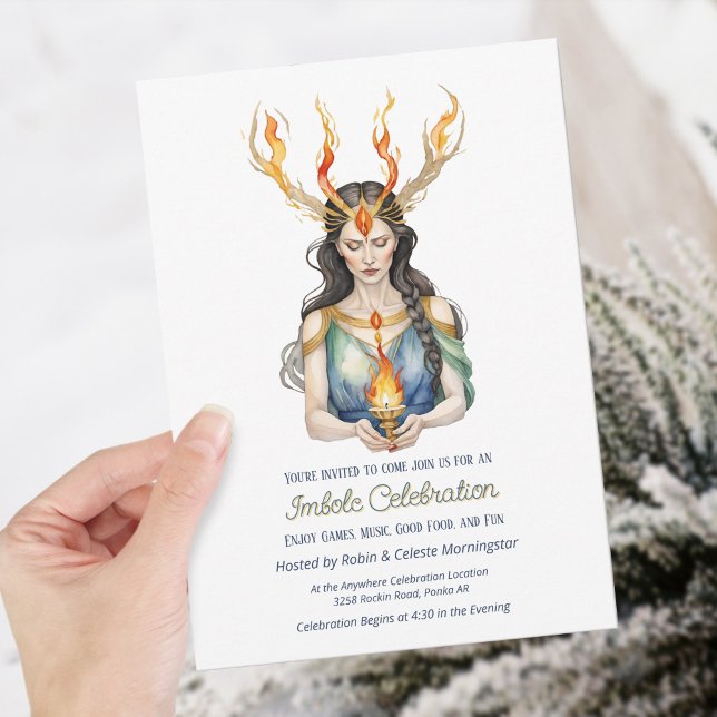Wiccan Imbolc Horned Goddess Winter Fire Invitation (Wiccan Imbolc Horned Goddess Winter Fire Invitation)