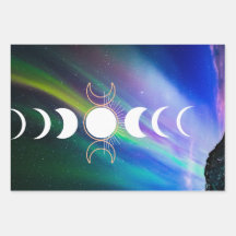 Wiccan luna, astrological wrapping paper -set of 3