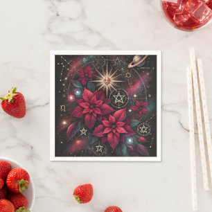 Wiccan Night Sky Poinsettia Decoupage Napkins