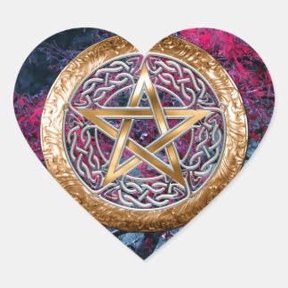 Wiccan Pagan Pentagram Alter Cloth Heart Sticker