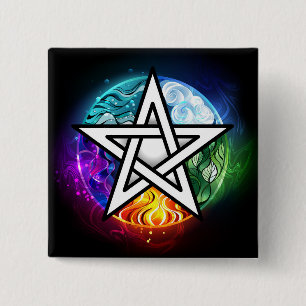 Wiccan pentagram 15 cm square badge