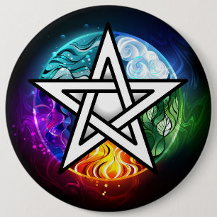 Wiccan pentagram 6 cm round badge