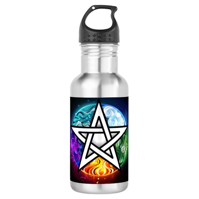 Wiccan pentagram 710 ml water bottle (Front)