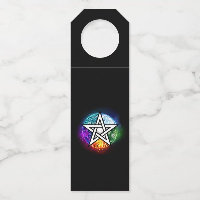 Wiccan pentagram bottle tag (Front)