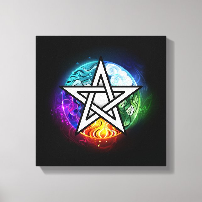 Wiccan pentagram canvas print (Front)