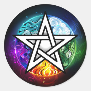 Wiccan pentagram classic round sticker