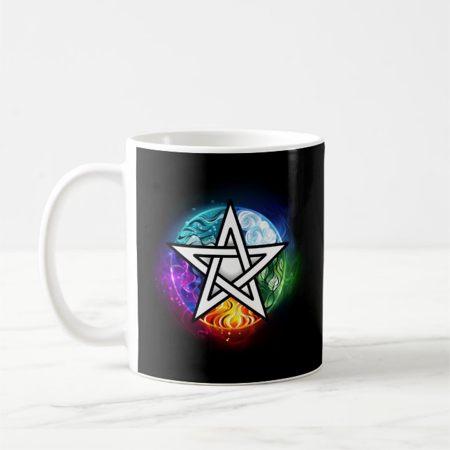 Wiccan pentagram coffee mug (Left)